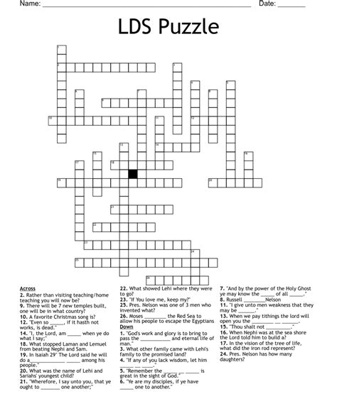 Lds Puzzle Crossword Wordmint