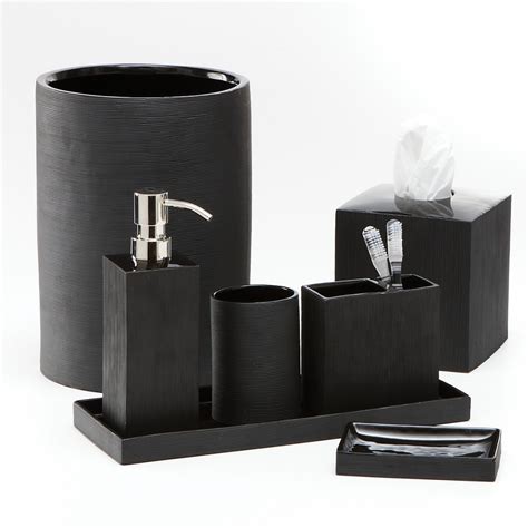 Discover bathroom decor ideas online: Black Stone Bathroom Accessories Sets - Image of Bathroom ...