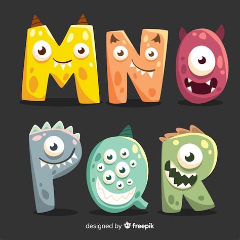 Alfabeto De Diseño De Monstruo De Halloween Vector Gratis