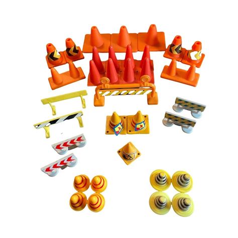Construction Playset 75 Piece Toy Trucks Road Signs Barricades Cones