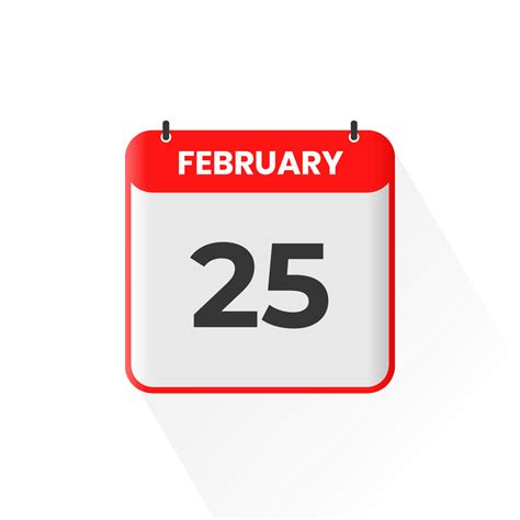 25th February Calendar Icon February 25 Calendar Date Month Icon