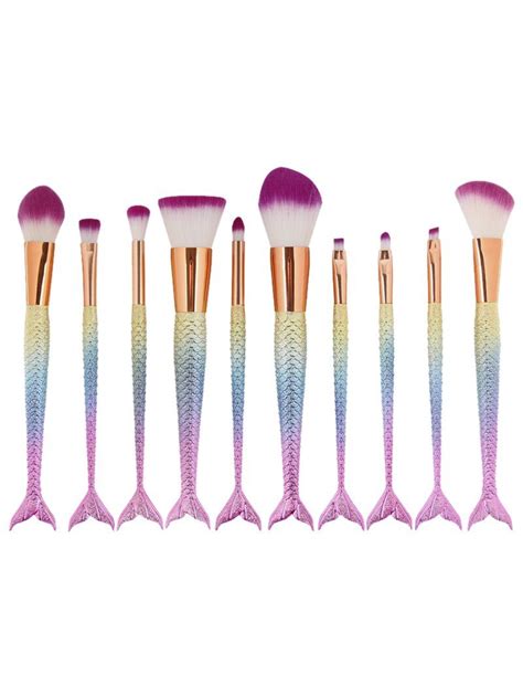pastel rainbow mermaid brush set 10 pcs get it girl makeup brush set mermaid makeup