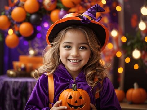 Premium Ai Image Little Girl On Halloween Trick Or Treat