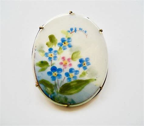 Victorian Antique Vintage Forget Me Not Hand Painted Porcelain Floral