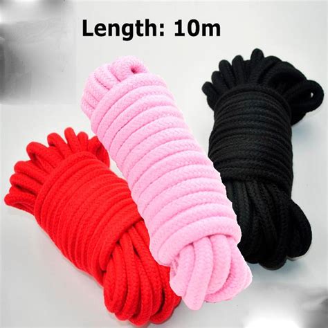 Black And Red 10m Long Thick Cotton Fetish Sex Restraint Bondage Rope