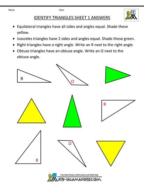 Geometry Isosceles And Equilateral Triangles Worksheet