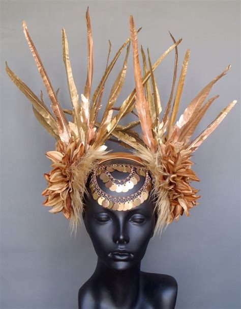Sold Gold Faux Feather Headdress Headdress Feather Headdress Headpiece