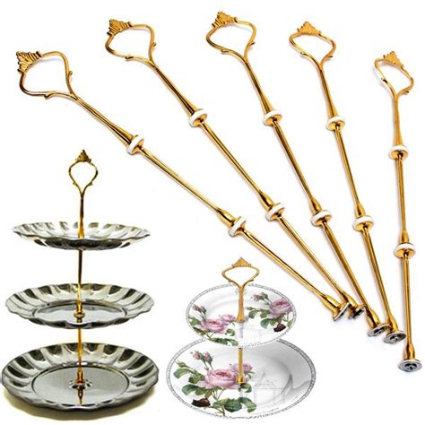 5pcs 3 Tier Cake Plate Stand Handle Crown Fitting Hardware Metal Rod