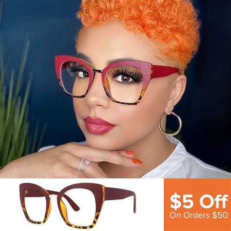 Denis Cat Eye Red Glasses With Two Tone Frames Glasses Fashion Women