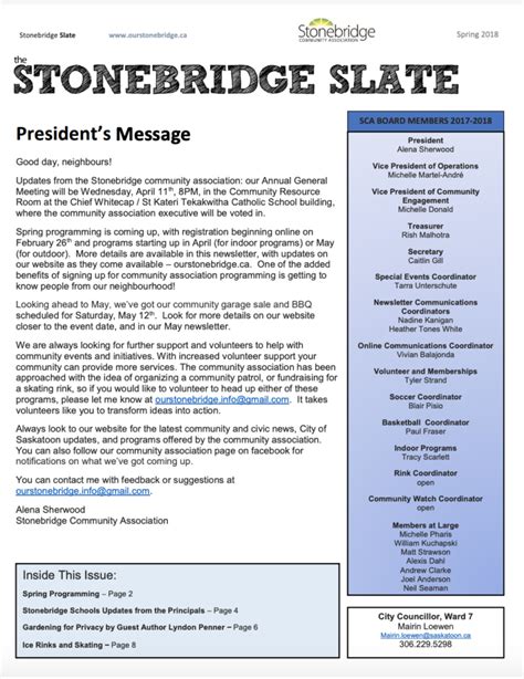 Newsletters Stonebridge Community Association