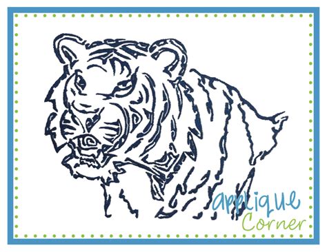 Tiger Swirl Embroidery Design Applique Corner