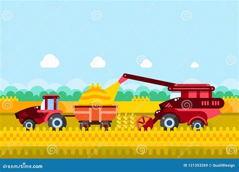 Farming And Agriculture Harvesting Concept Vector Illustration Of