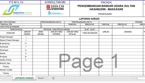 Free Download Format Laporan Harian Proyek Xls Civil Studio