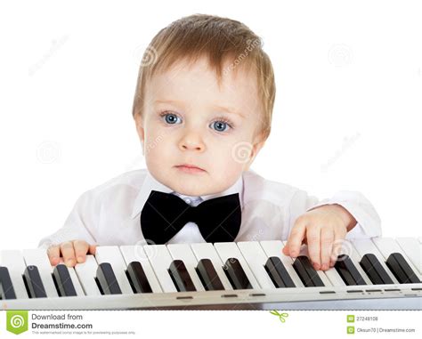 Adorable Baby Playing Electronic Piano Stock Photo Image Of Disco