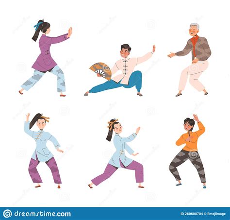 People Character Practicing Tai Chi And Qigong Exercise As Internal