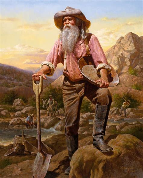 A Painting Of An Old Man With A Long Beard Holding A Shovel And