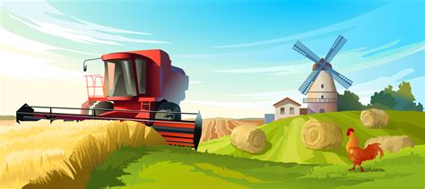 Vector Illustration Rural Summer Landscape Download Free Vectors