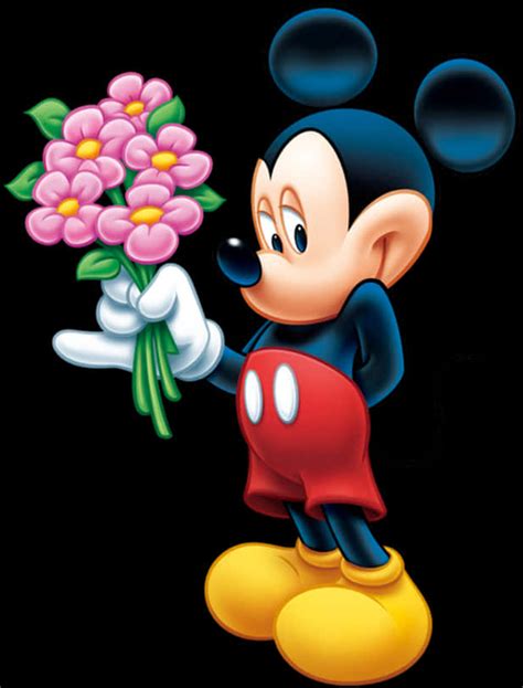 Download Mickey Mouse Holding Flowers