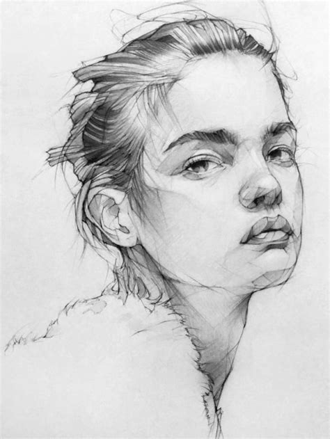 A Pencil Drawing Of A Womans Face