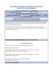 Formato Informe Semanal De Avance Docx Informe De Avance Del Proyecto De Curso Proyecto De