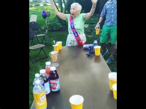 grandma sinks beer pong shot at her 100th birthday party