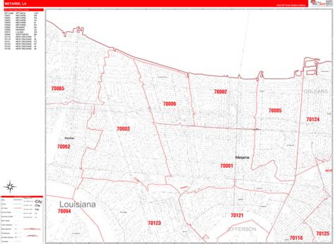 Metairie Louisiana 5 Digit Zip Code Maps Red Line