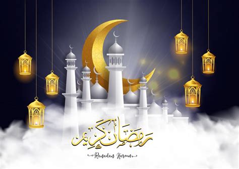 Ramadan kareem or eid mubarak background, illustration with arabic ...