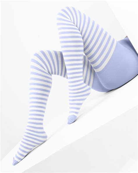 Womens White Striped Tights Style 1203 We Love Colors