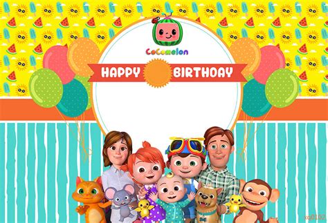 High quality vector graphics, scalable to any size without losing quality. XQ0102 Children Happy Birthday Cocomelon Party Custom Photo Studio Background Backdrop Vinyl ...