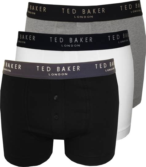 Ted Baker Mens 3 Pack Button Fly Boxer Briefs Blackwhitegrey Large