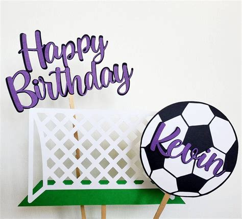Soccer Cake Topper Custom Name Birthday Soccer Decoration Etsy