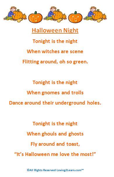 Halloween Poems - Printable Halloween Poems for Kids | Halloween poems