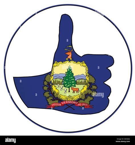 Vermont Flag Hand Giving The Thumbs Up Sign All Over A White Background