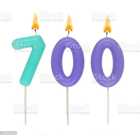 Vivid Birthday Candles Isolated On White Number 700 Stock Photo