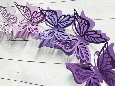 3d Paper Butterfly Cutouts 3d Purple Paper Butterflies Purple Etsy