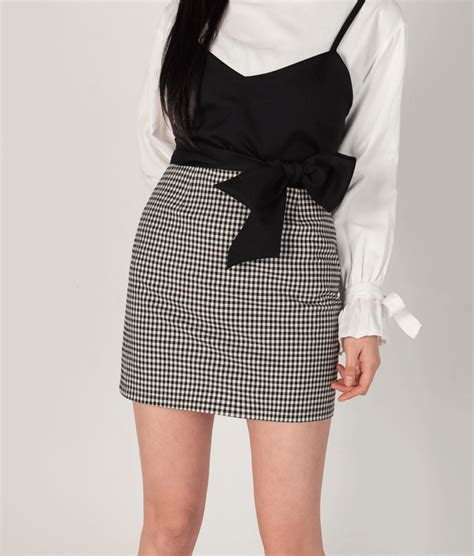romantic museslim fit check mini skirt mixxmix official english website