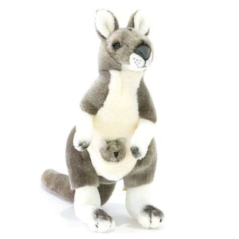 Tracy The Grey Kangaroo With Joey Plush Soft Toy Australian Eastern