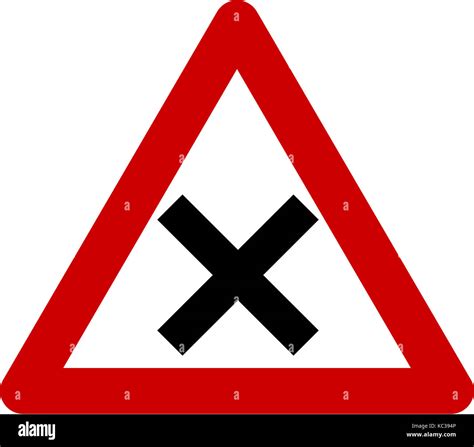 Crossroad Intersection Triangle Traffic Sign Hi Res Stock Photography