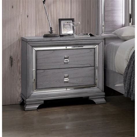 Shop Furniture Of America Taia Contemporary Grey Solid Wood Nightstand