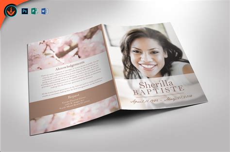 cherry funeral program template brochure templates