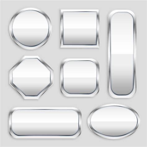 Set Of Glossy Metal Button In Different Shapes Download Free Vector