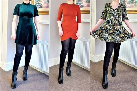 Buy Black Dress With Boots And Tights In Stock