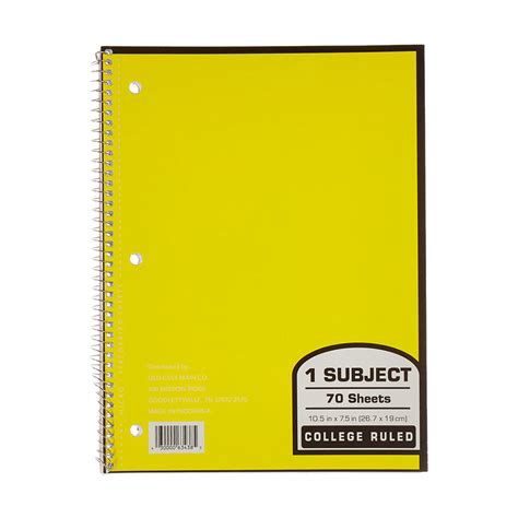 Norcom 1 Subject College Ruled Notebook 70 Sheets