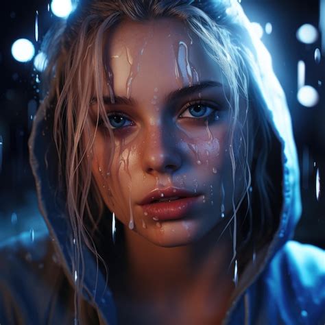 Premium AI Image A Woman With Water On Her Face