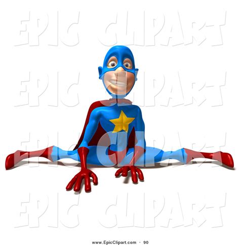 Vector Clip Art Of A Flexible Male 3d Superhero Doing The
