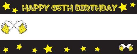 Happy 65th Birthday Beer And Stars Yellow And Black Medium Personalised