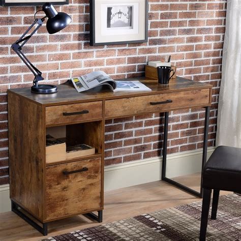 Rustic Wood Computer Desk W Drawers Overstock 30965183