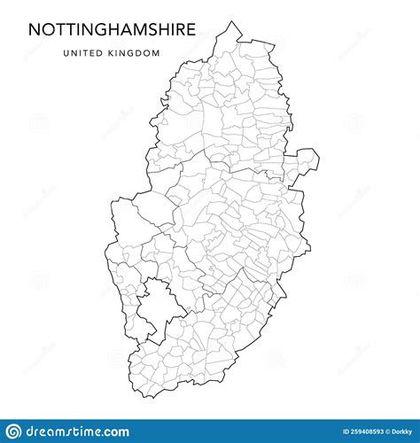 Administrative Map Of Nottinghamshire As Of 2022 Vector Illustration