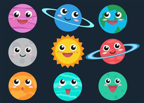 Collection Of Cartoon Planets Set 681666 Vector Art At Vecteezy