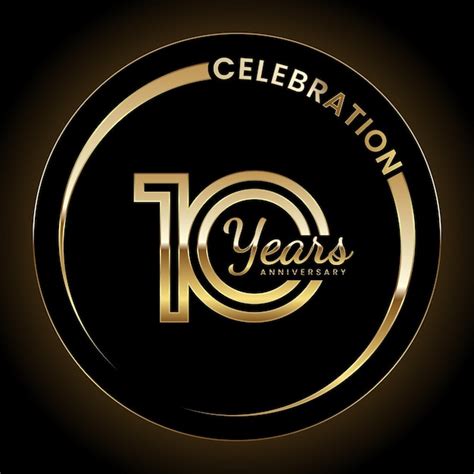 Diseño De Logotipo De Aniversario De 10 Años Con Estilo De Línea Doble
